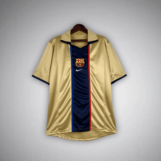 02/03 FC Barcelona Gold Away Retro Kit from FootballPrestige.club - Premium Football Kits