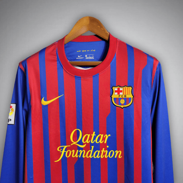 11/12 FC Barcelona Long Sleeve Home Kit from FootballPrestige.club - Premium Football Kits