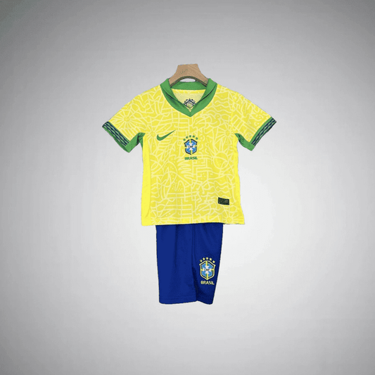 2024 Brazil Home Kids Size Kit from FootballPrestige.club - Premium Football Kits