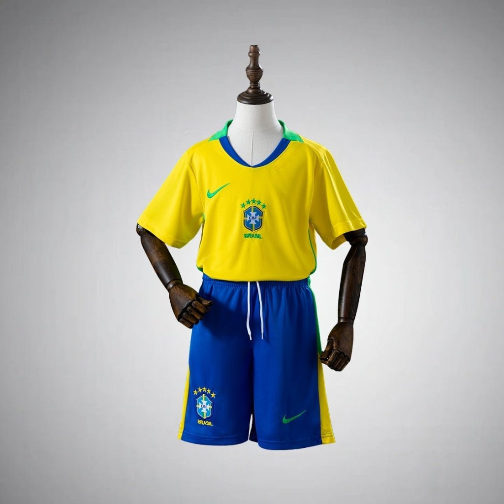2026 Brazil Home Kids Size Kit from FootballPrestige.club - Premium Football Kits