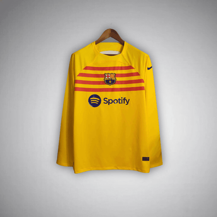 23/24 FC Barcelona Long Sleeve Away Kit from FootballPrestige.club - Premium Football Kits
