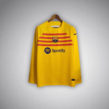 23/24 FC Barcelona Long Sleeve Away Kit from FootballPrestige.club - Premium Football Kits
