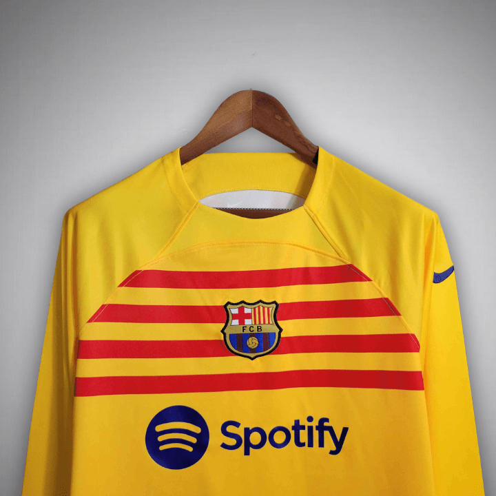 23/24 FC Barcelona Long Sleeve Away Kit from FootballPrestige.club - Premium Football Kits
