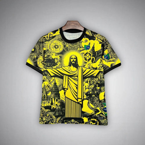 24/25 Brazil "Jesus" Premium Yellow Kit from FootballPrestige.club - Premium Football Kits