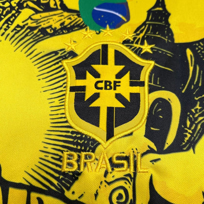 24/25 Brazil "Jesus" Premium Yellow Kit from FootballPrestige.club - Premium Football Kits