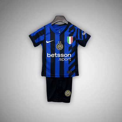24/25 Inter Milan Home Kids Size Kit from FootballPrestige.club - Premium Football Kits