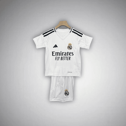 24/25 Real Madrid Home Kids Size Kit from FootballPrestige.club - Premium Football Kits