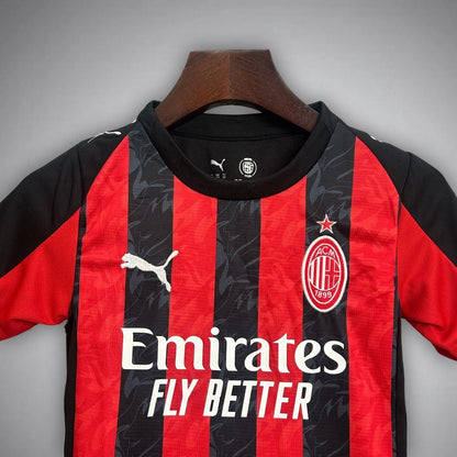 25/26 AC Milan Home Kids Size Kit from FootballPrestige.club - Premium Football Kits