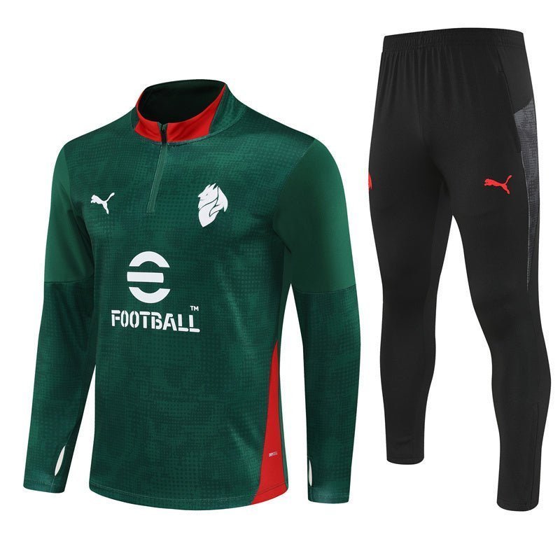 25/26 AC Milan Training Green Kids Size Tracksuit from FootballPrestige.club - Premium Football Kits
