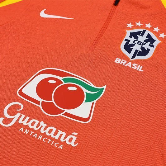 25/26 Brazil Training Orange Tracksuit from FootballPrestige.club - Premium Football Kits