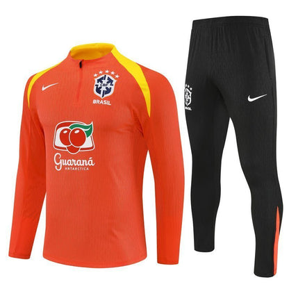 25/26 Brazil Training Orange Tracksuit from FootballPrestige.club - Premium Football Kits