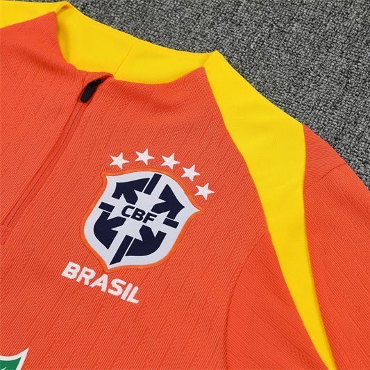 25/26 Brazil Training Orange Tracksuit from FootballPrestige.club - Premium Football Kits