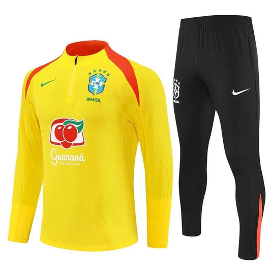 25/26 Brazil Training Yellow Kids Size Tracksuit from FootballPrestige.club - Premium Football Kits