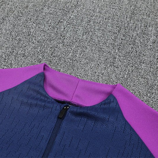 25/26 FC Barcelona Half Zip Training Blue/Purple Tracksuit from FootballPrestige.club - Premium Football Kits
