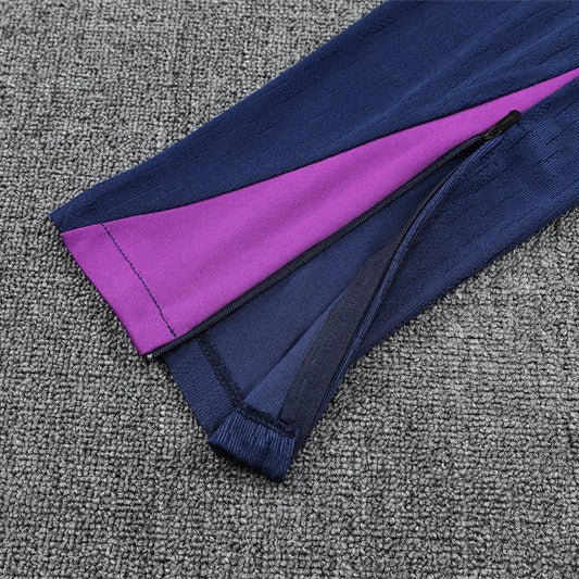 25/26 FC Barcelona Half Zip Training Purple/Blue Kids Size Tracksuit from FootballPrestige.club - Premium Football Kits