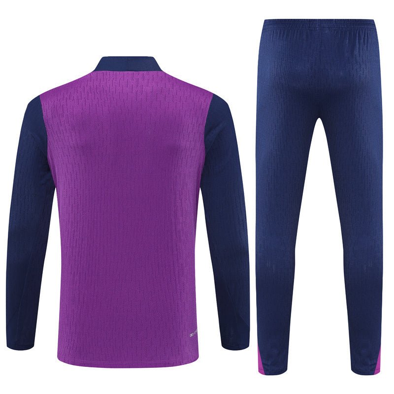 25/26 FC Barcelona Half Zip Training Purple/Blue Kids Size Tracksuit from FootballPrestige.club - Premium Football Kits