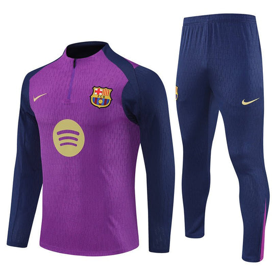 25/26 FC Barcelona Half Zip Training Purple/Blue Kids Size Tracksuit from FootballPrestige.club - Premium Football Kits