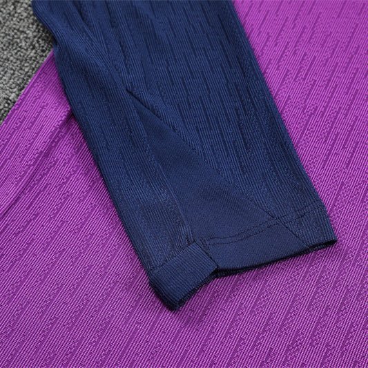 25/26 FC Barcelona Half Zip Training Purple/Blue Kids Size Tracksuit from FootballPrestige.club - Premium Football Kits
