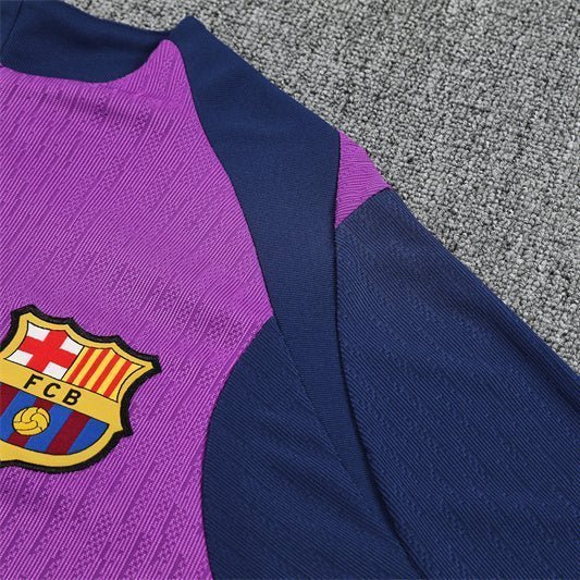 25/26 FC Barcelona Half Zip Training Purple/Blue Kids Size Tracksuit from FootballPrestige.club - Premium Football Kits
