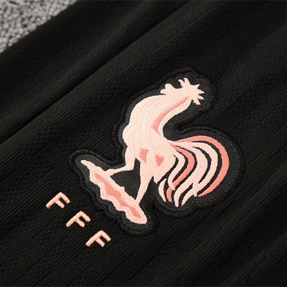 25/26 France Training Black/Light Pink Kids Size Tracksuit from FootballPrestige.club - Premium Football Kits