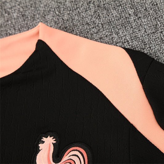 25/26 France Training Black/Light Pink Kids Size Tracksuit from FootballPrestige.club - Premium Football Kits
