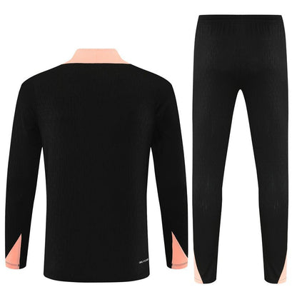 25/26 France Training Black/Light Pink Kids Size Tracksuit from FootballPrestige.club - Premium Football Kits