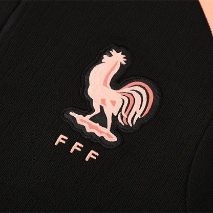 25/26 France Training Black/Light Pink Kids Size Tracksuit from FootballPrestige.club - Premium Football Kits