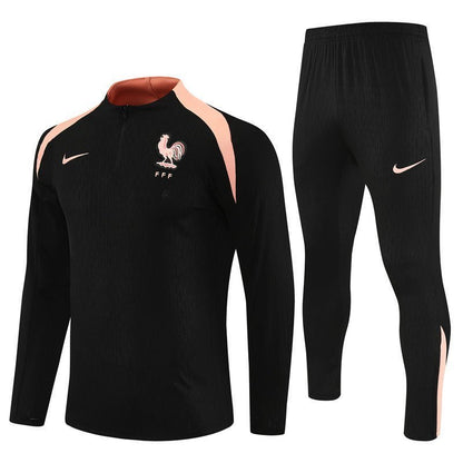 25/26 France Training Black/Light Pink Tracksuit from FootballPrestige.club - Premium Football Kits
