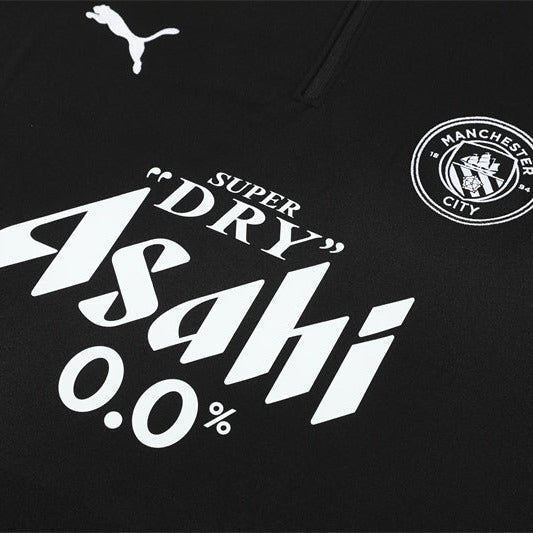 25/26 Manchester City x Asahi Black Kids Size Tracksuit from FootballPrestige.club - Premium Football Kits