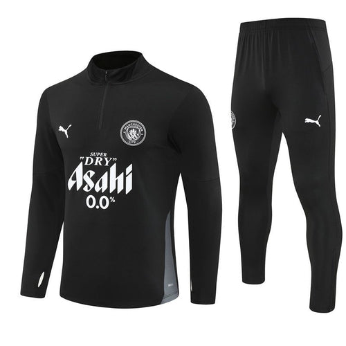 25/26 Manchester City x Asahi Black Tracksuit from FootballPrestige.club - Premium Football Kits