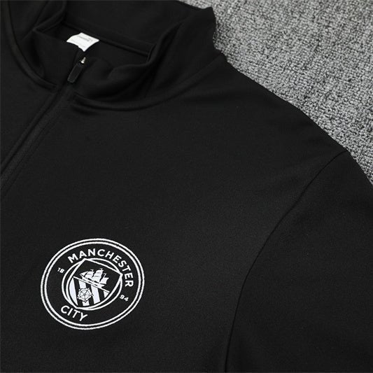 25/26 Manchester City x Asahi Black Tracksuit from FootballPrestige.club - Premium Football Kits
