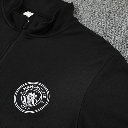 25/26 Manchester City x Asahi Black Tracksuit from FootballPrestige.club - Premium Football Kits