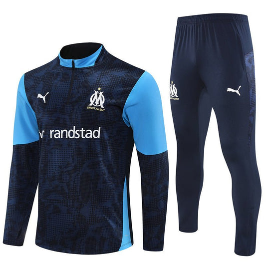 25/26 Marseille Training Navy Blue Tracksuit from FootballPrestige.club - Premium Football Kits