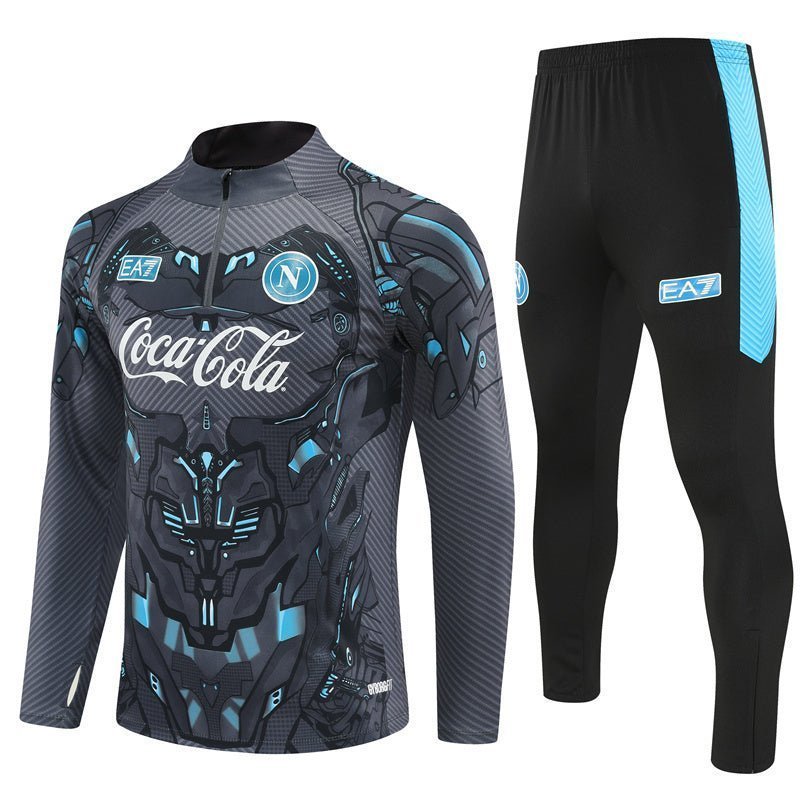 25/26 Napoli Training Black Tracksuit from FootballPrestige.club - Premium Football Kits