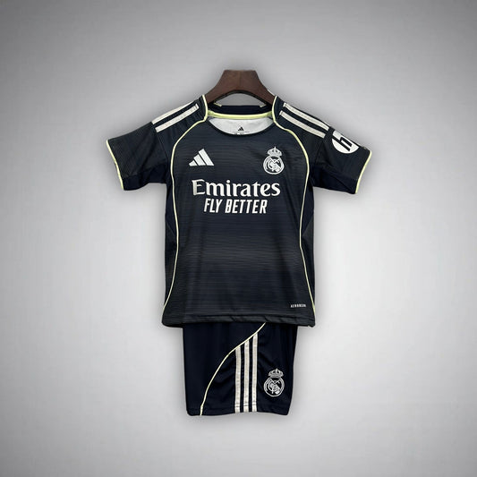25/26 Real Madrid Away Kids Size Kit from FootballPrestige.club - Premium Football Kits