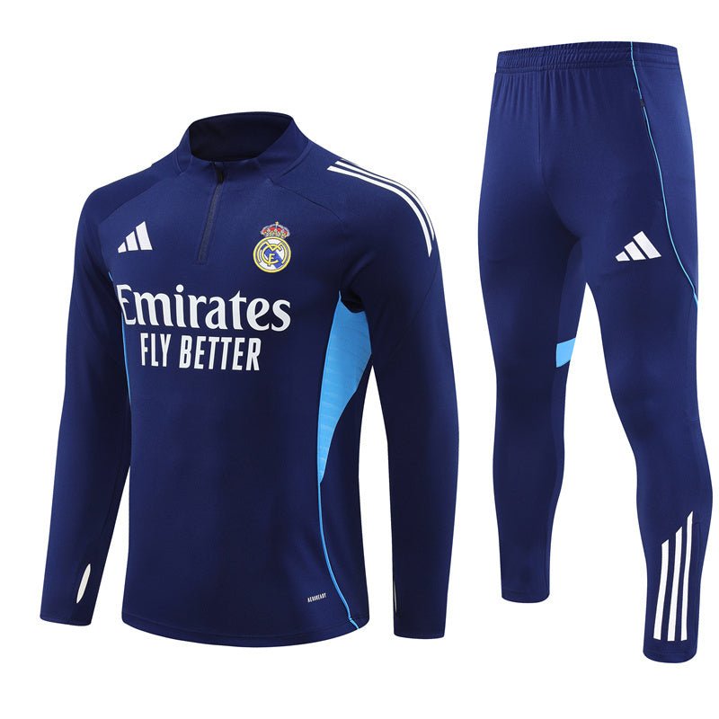 25/26 Real Madrid Training Blue Kids Size Tracksuit from FootballPrestige.club - Premium Football Kits