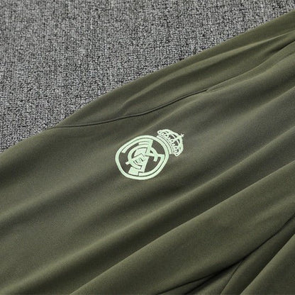 25/26 Real Madrid Training Dark Olive Kids Size Tracksuit from FootballPrestige.club - Premium Football Kits