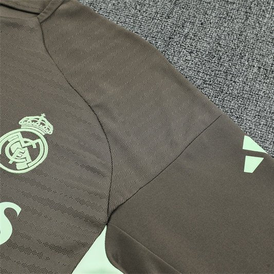 25/26 Real Madrid Training Dark Olive Kids Size Tracksuit from FootballPrestige.club - Premium Football Kits