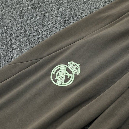 25/26 Real Madrid Training Dark Olive Tracksuit from FootballPrestige.club - Premium Football Kits