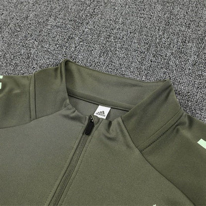 25/26 Real Madrid Training Dark Olive Tracksuit from FootballPrestige.club - Premium Football Kits