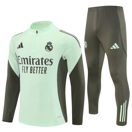 25/26 Real Madrid Training Lime Green Kids Size Tracksuit from FootballPrestige.club - Premium Football Kits
