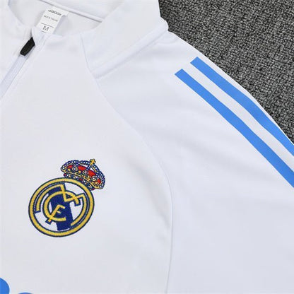 25/26 Real Madrid Training White/Light Blue Tracksuit from FootballPrestige.club - Premium Football Kits