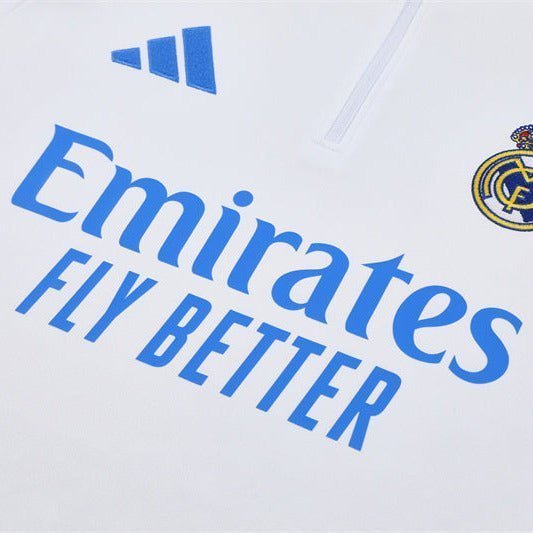 25/26 Real Madrid Training White/Light Blue Tracksuit from FootballPrestige.club - Premium Football Kits