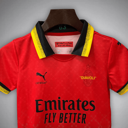 AC Milan x Off-White Premium Kids Size Kit from FootballPrestige.club - Premium Football Kits