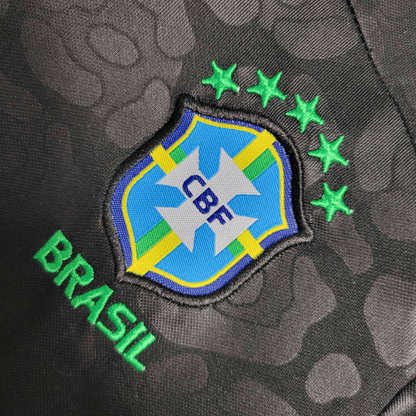 Brazil "Black Leopard" Premium Kids Size Kit from FootballPrestige.club - Premium Football Kits