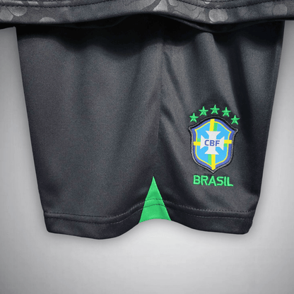Brazil "Black Leopard" Premium Kids Size Kit from FootballPrestige.club - Premium Football Kits