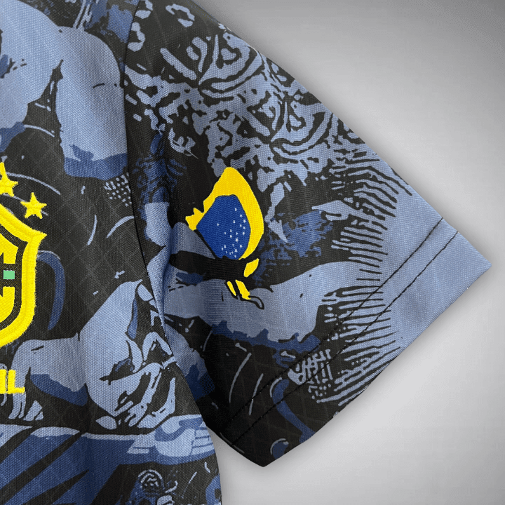 Brazil "Jesus" Premium Blue Kids Size Kit from FootballPrestige.club - Premium Football Kits