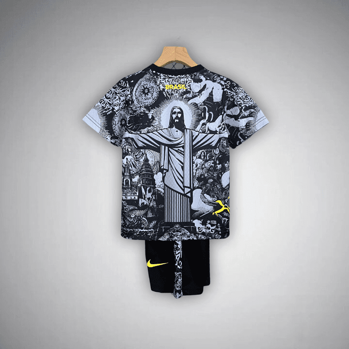 Brazil "Jesus" Premium Kids Size Kit from FootballPrestige.club - Premium Football Kits