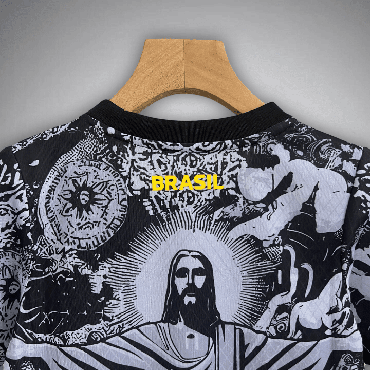Brazil "Jesus" Premium Kids Size Kit from FootballPrestige.club - Premium Football Kits