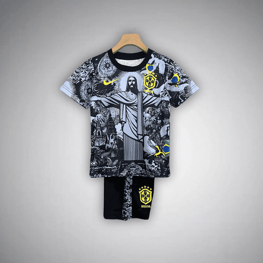 Brazil "Jesus" Premium Kids Size Kit from FootballPrestige.club - Premium Football Kits